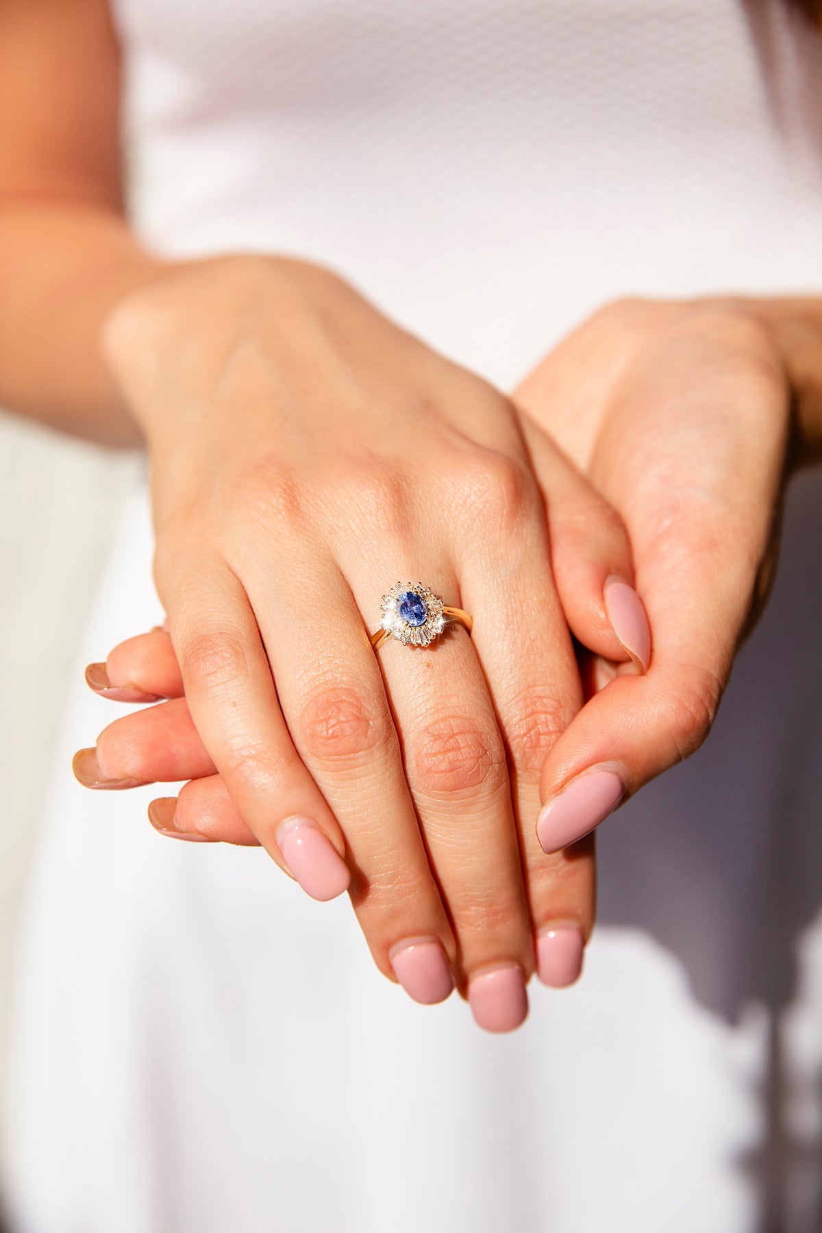 Stella Ceylon Sapphire & Diamond 18ct Gold Ring Rings Imperial Jewellery