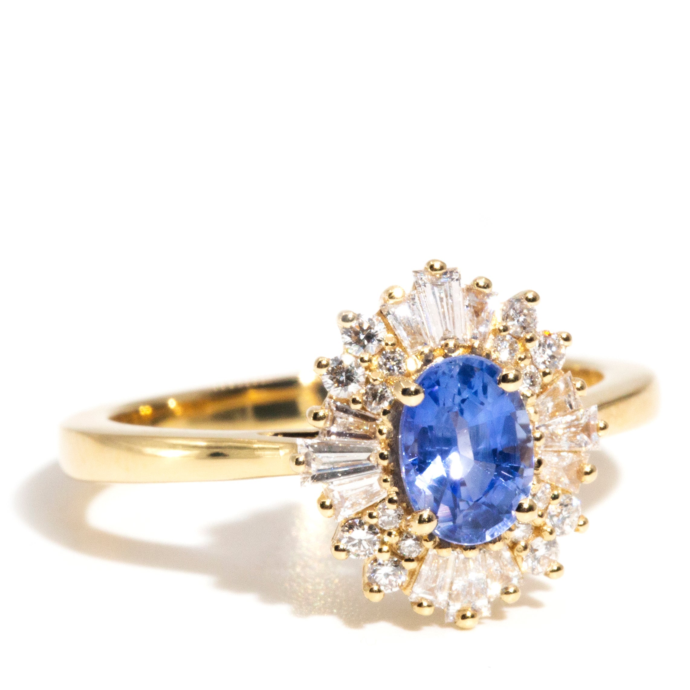 Stella Ceylon Sapphire & Diamond 18ct Gold Ring Rings Imperial Jewellery