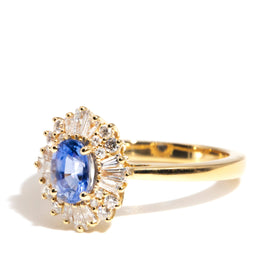 Stella Ceylon Sapphire & Diamond 18ct Gold Ring Rings Imperial Jewellery