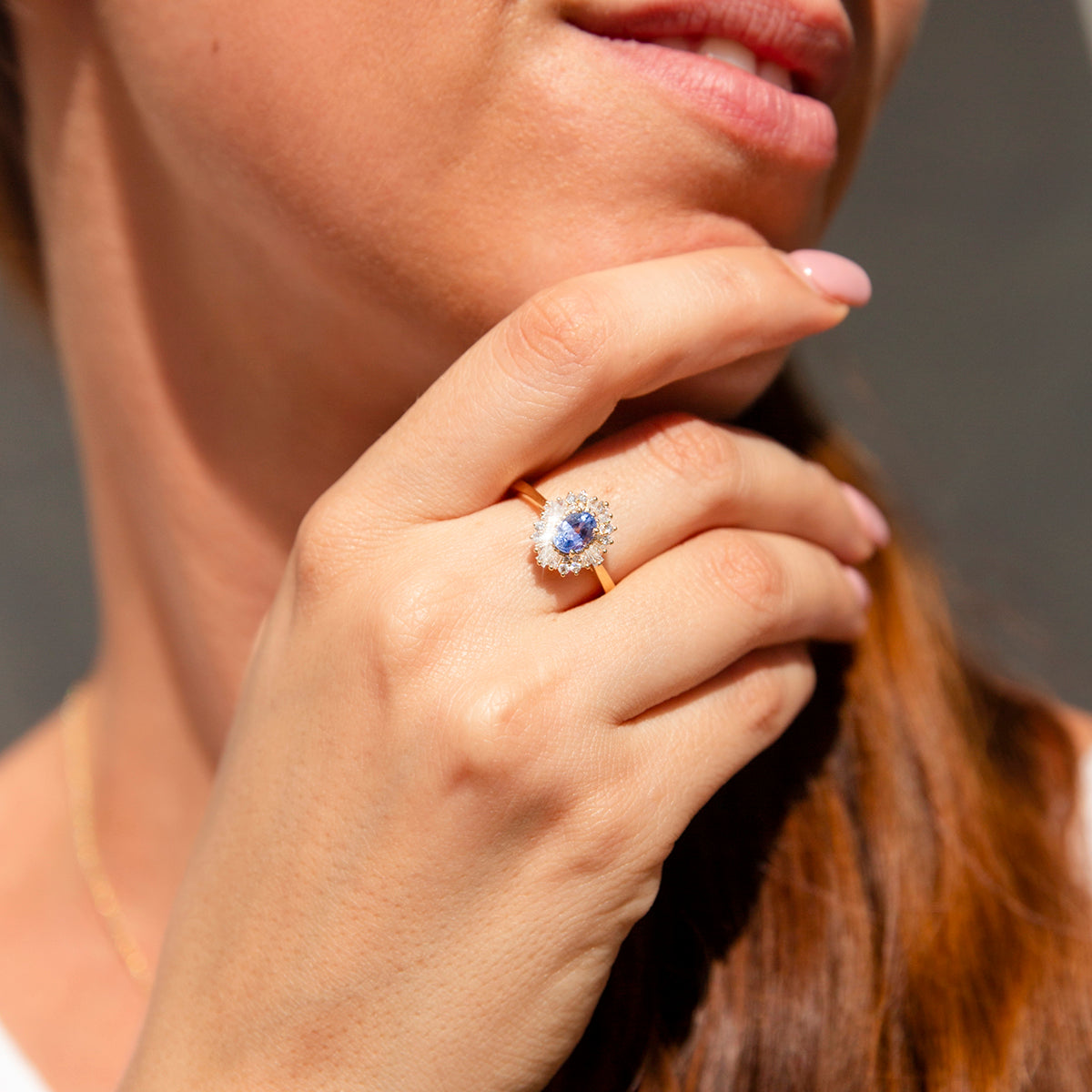 Stella Ceylon Sapphire & Diamond 18ct Gold Ring Rings Imperial Jewellery