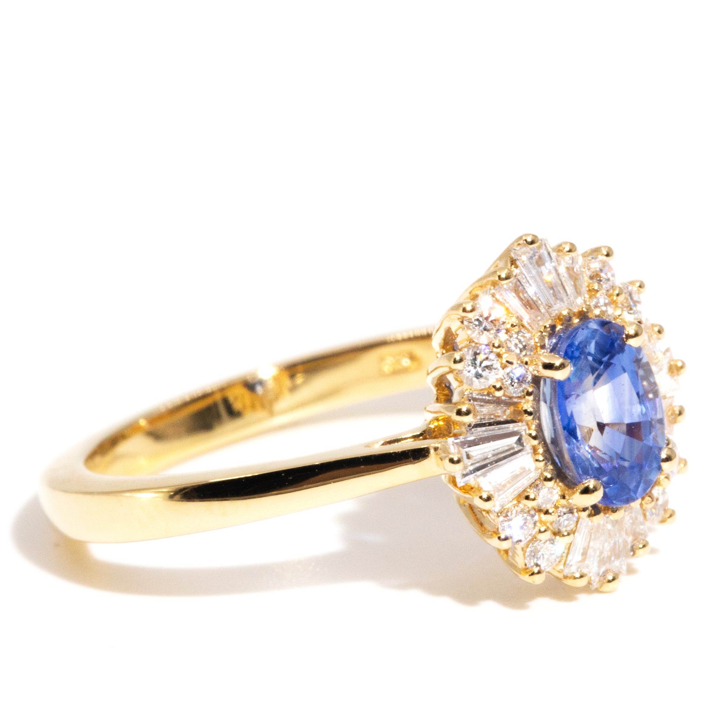 Stella Ceylon Sapphire & Diamond 18ct Gold Ring Rings Imperial Jewellery