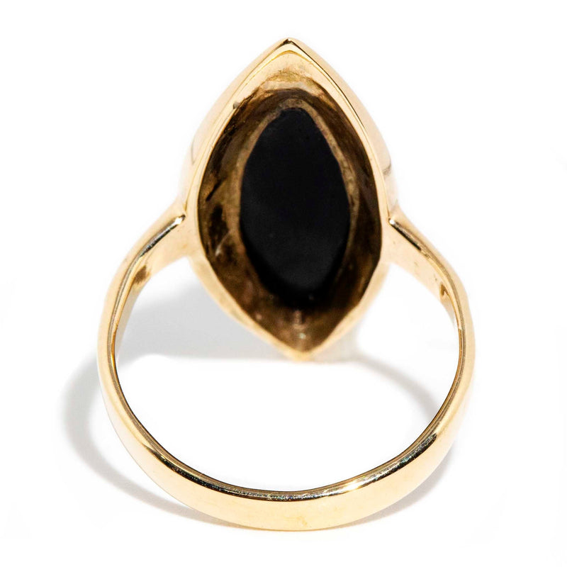 Stephane 1960s Onyx Marquise Ring 9ct Gold Rings Imperial Jewellery 