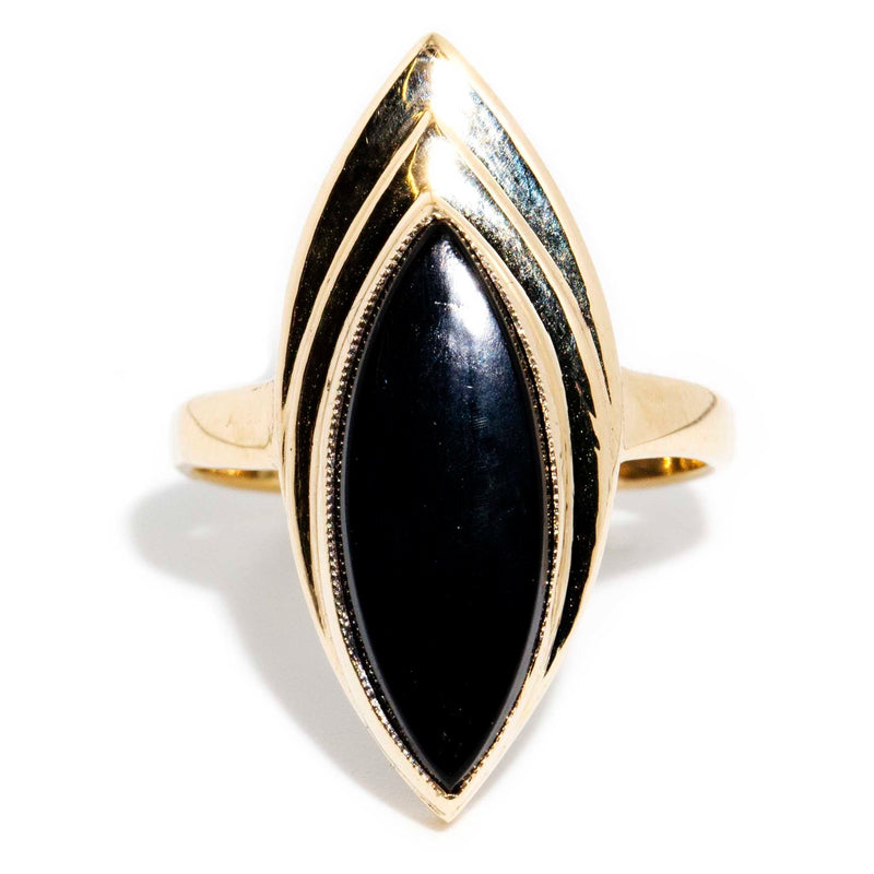 Stephane 1960s Onyx Marquise Ring 9ct Gold Rings Imperial Jewellery Imperial Jewellery - Hamilton 