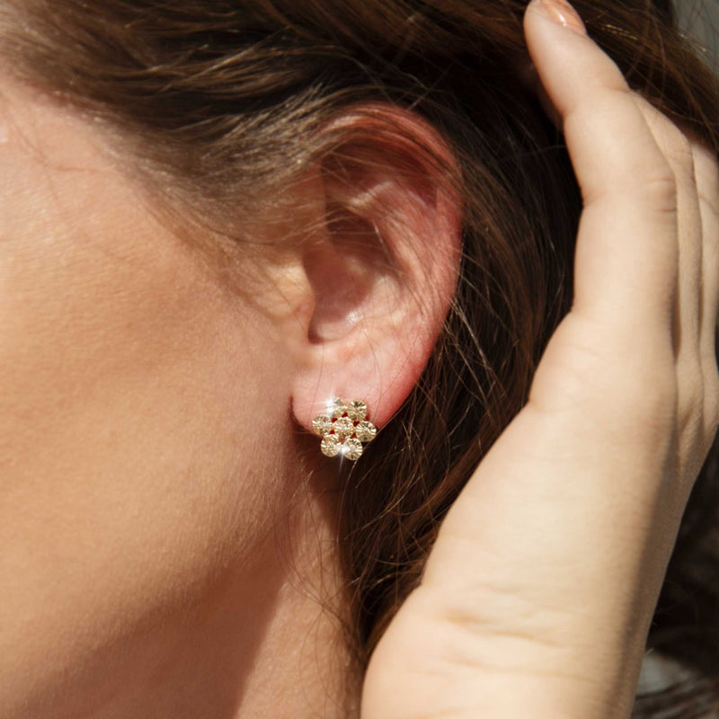 Sunny 9ct Yellow Gold Diamond Cut Flower Stud Earrings* Gemmo $ Earrings Imperial Jewellery 