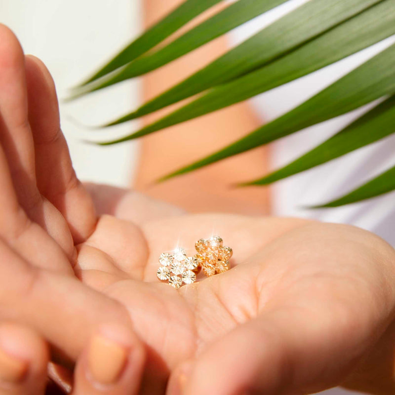 Sunny 9ct Yellow Gold Diamond Cut Flower Stud Earrings* Gemmo $ Earrings Imperial Jewellery 