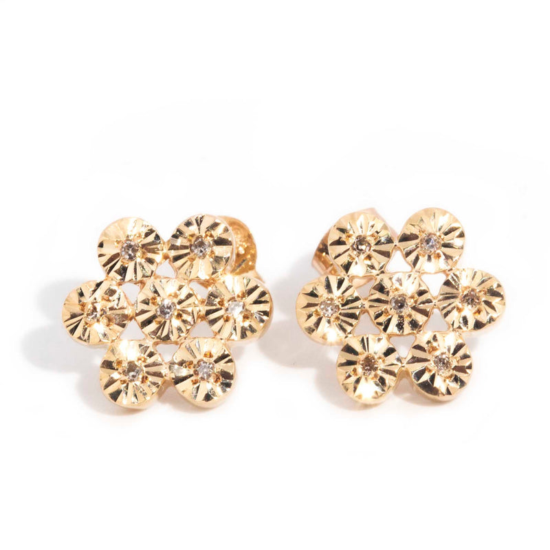 Sunny 9ct Yellow Gold Diamond Cut Flower Stud Earrings* Gemmo $ Earrings Imperial Jewellery Imperial Jewellery - Hamilton 