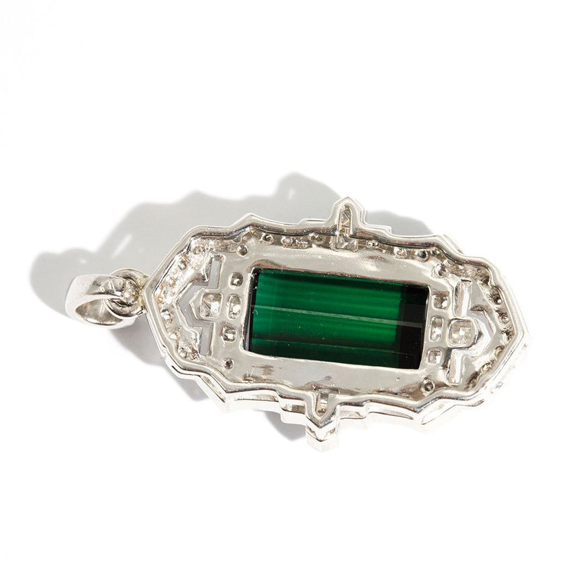 Sybil Tourmaline & 1.40 Carat Diamond Art Deco Platinum Pendant Rings Imperial Jewellery - Auctions, Antique, Vintage & Estate