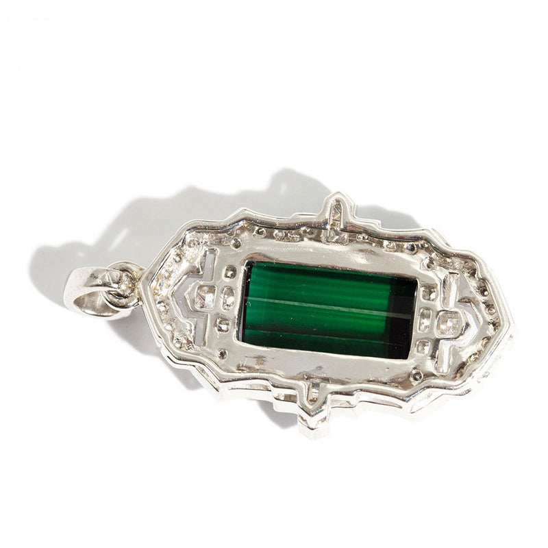 Sybil Tourmaline & 1.40 Carat Diamond Art Deco Platinum Pendant Rings Imperial Jewellery - Auctions, Antique, Vintage & Estate