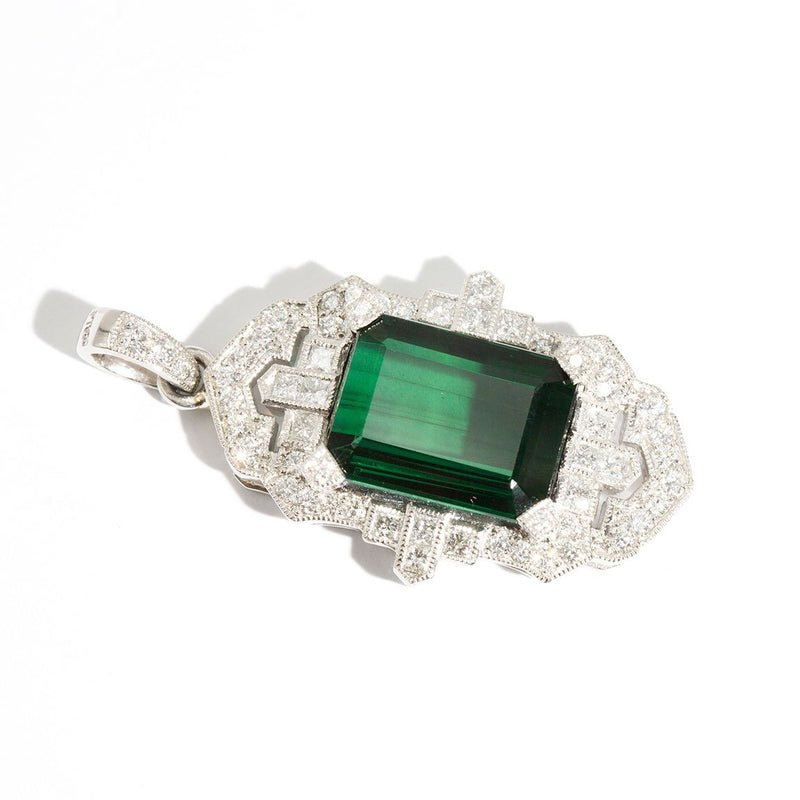 Sybil Tourmaline & 1.40 Carat Diamond Art Deco Platinum Pendant Rings Imperial Jewellery - Auctions, Antique, Vintage & Estate