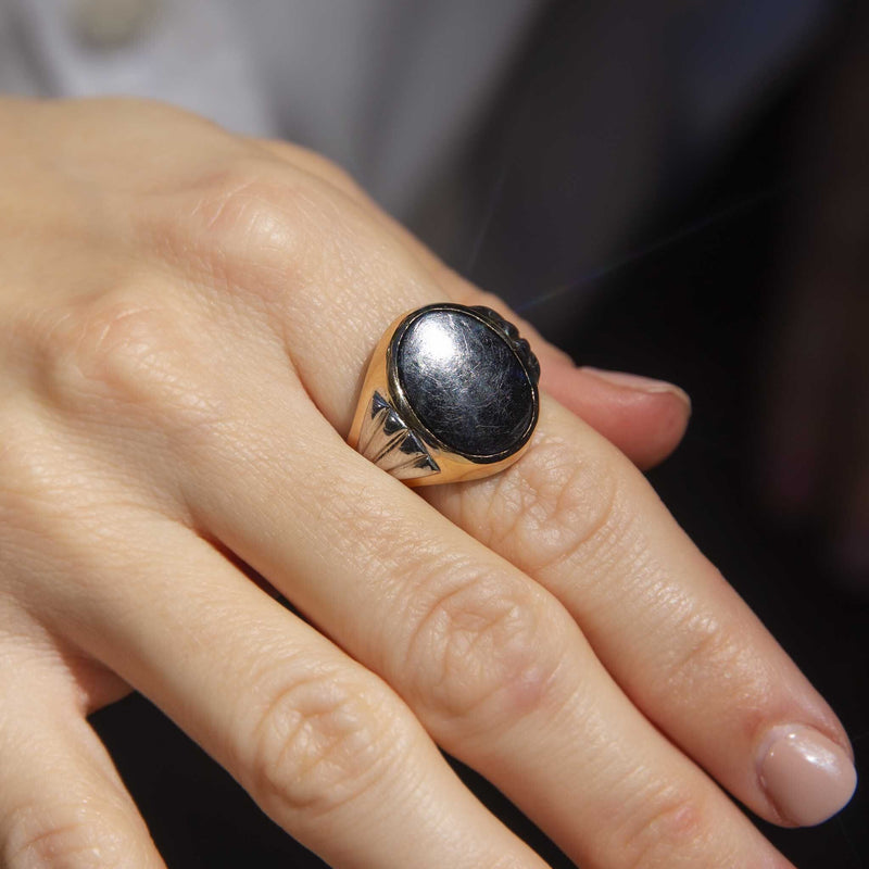 Syd Oval Onyx Domed Signet Ring 9ct Gold* GTG Rings Imperial Jewellery 