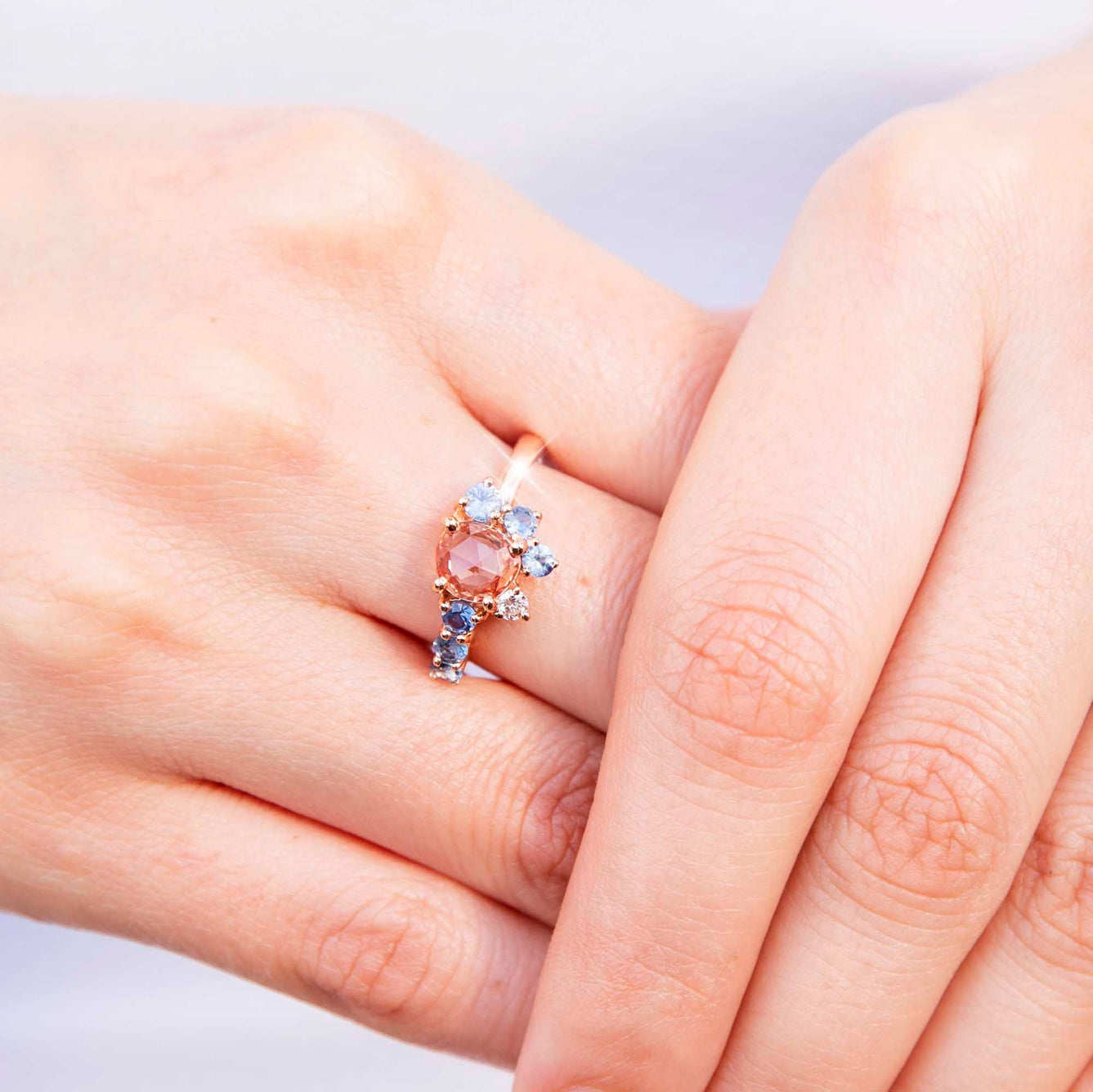 Blue sapphire rose shop gold engagement rings