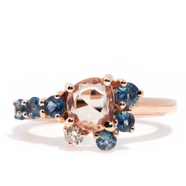 Takoda 18ct Rose Gold Padparadscha Sapphire & Diamond Cluster Ring Rings Imperial Jewellery Imperial Jewellery - Hamilton 