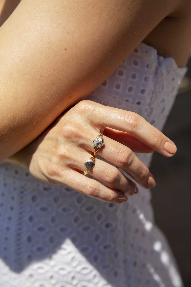 Talulla Edwardian Era Diamond Flower Cluster Ring Rings Imperial Jewellery 