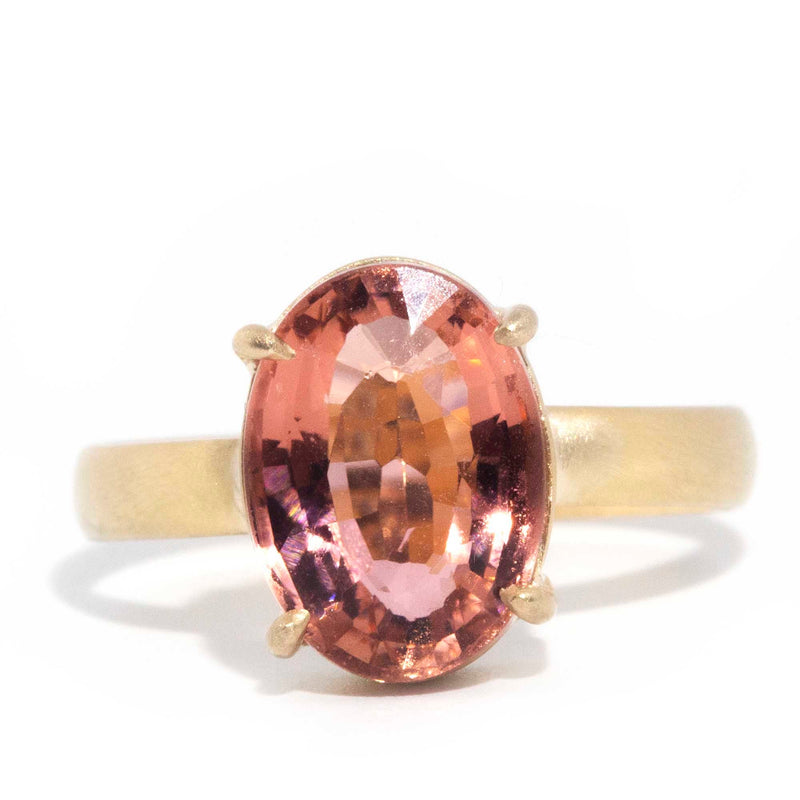 Tansy Oval Tourmaline Vintage 14ct Gold Satin Finish Solitaire Ring* OB Rings Imperial Jewellery Imperial Jewellery - Hamilton 