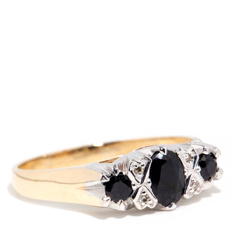 Tasmin Circa 1980s 9ct Sapphire & Diamond Ring Rings Imperial Jewellery 