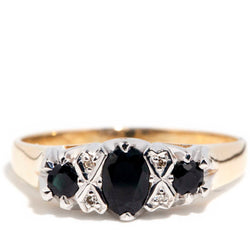 Tasmin Circa 1980s 9ct Sapphire & Diamond Ring Rings Imperial Jewellery Imperial Jewellery - Hamilton 