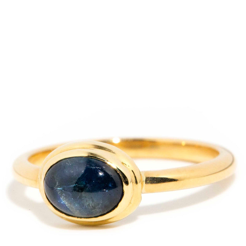 Tatum Sapphire Cabochon Solitaire Ring 18ct Gold Rings Imperial Jewellery 