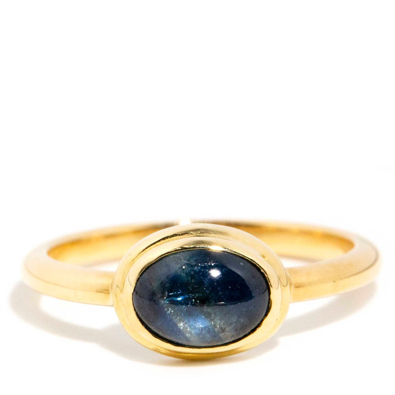 Silver signet ring with a large cabochon sapphire 15 cts - Jewellery &  Watches - Plazzart