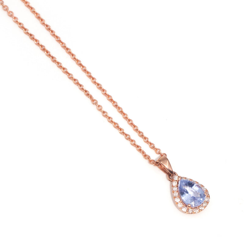 Taytum Contemporary 9ct Rose Gold Sapphire Diamond Pendant* OB Pendants/Necklaces Imperial Jewellery 
