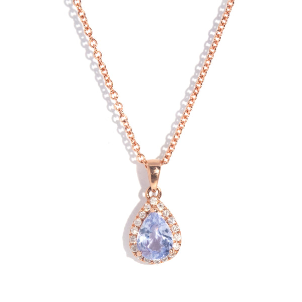 Taytum Contemporary 9ct Rose Gold Sapphire Diamond Pendant* OB Pendants/Necklaces Imperial Jewellery 