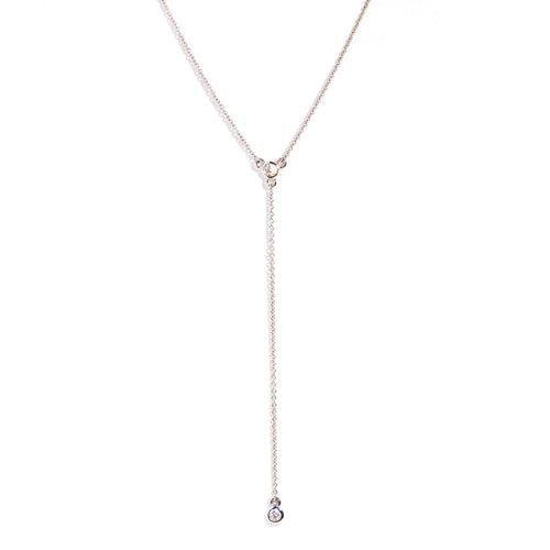 Teneriffe Brilliant Diamond Drop Necklace 9K White Gold