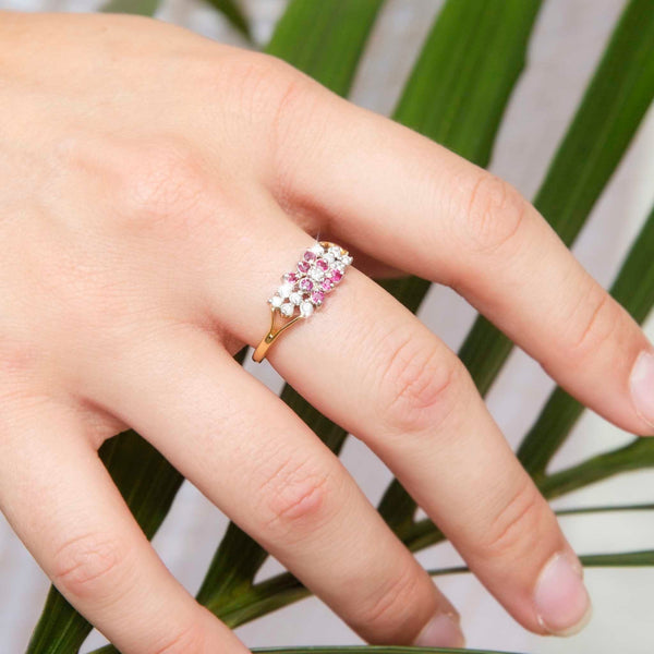 Tess Ruby & Diamond 18ct Gold Cluster Ring Rings Imperial Jewellery 