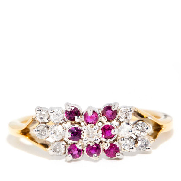 Tessa Circa 1980s Diamond & Ruby 18ct Gold Ring WIP Rings Imperial Jewellery 