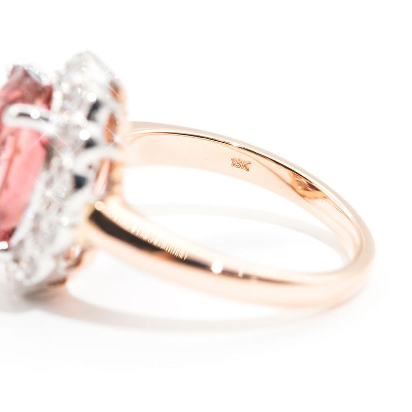 The Peru Oval Tourmaline Diamond Halo Ring Rings Imperial Jewellery - Auctions, Antique, Vintage & Estate 