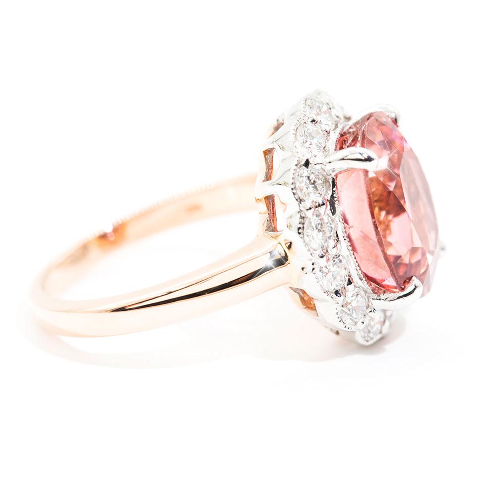 The Peru Oval Tourmaline Diamond Halo Ring Rings Imperial Jewellery - Auctions, Antique, Vintage & Estate 