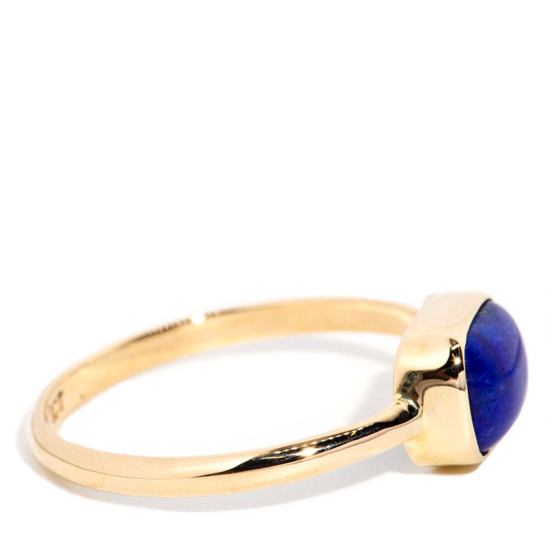 Thora 1980s Lapis Lazuli Ring 9ct Gold* DRAFT Rings Imperial Jewellery 