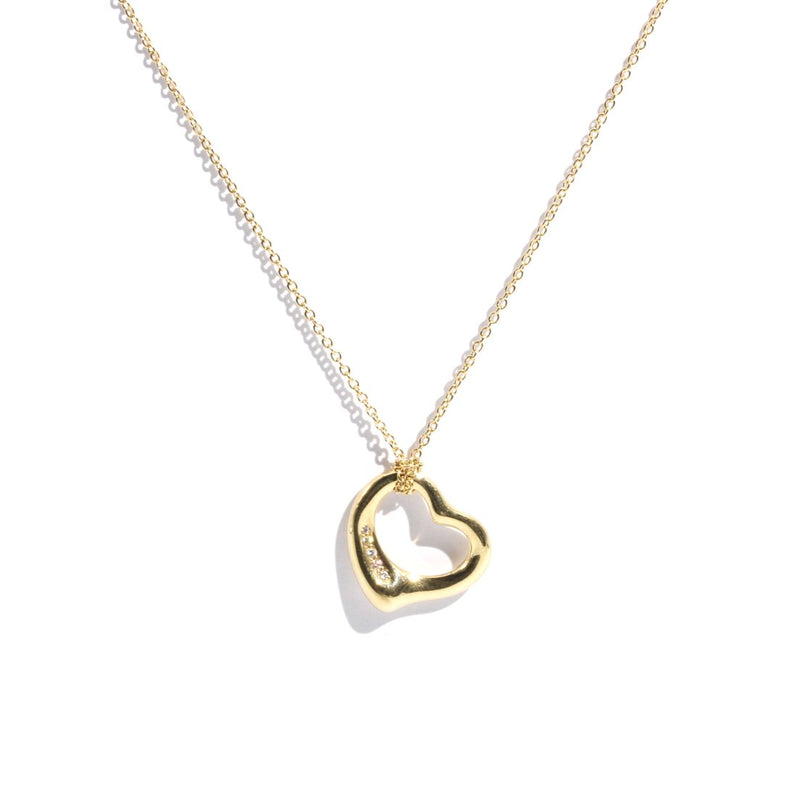 Elsa Peretti® Open Heart Pendant in Yellow Gold with Diamonds | Tiffany &  Co.