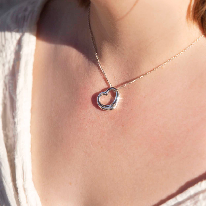 Tiffany & Co Elsa Peretti 22 mm Open Heart Diamond Necklace In Platinum -  Jewelry by David