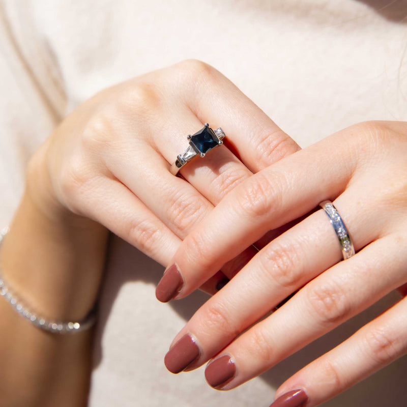 Prong Set Black Diamond Engagement Ring in Gold / Platinum ATZR-0198