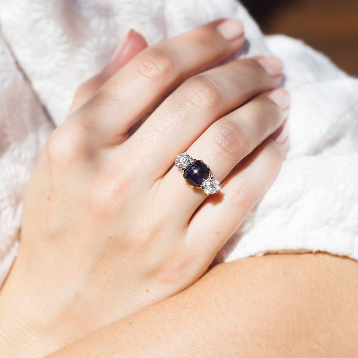 Tiffany Co Antique Sapphire Diamond Ring Circa 1880s GIA Certified Imperial Jewellery