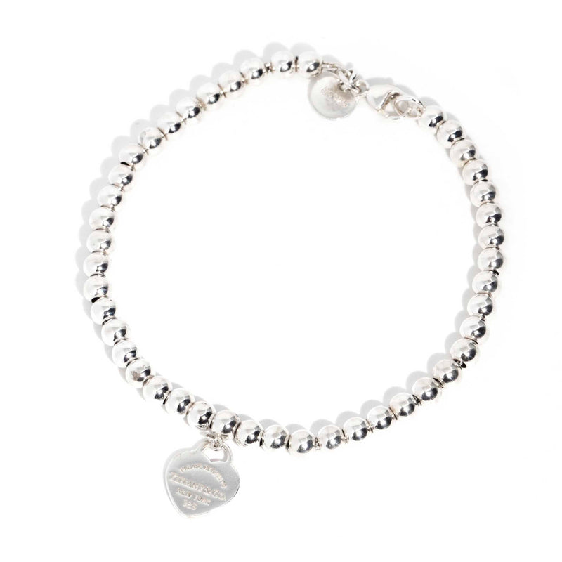 Tiffany Co Sterling Silver Beaded Bracelet Tiffany Blue Heart
