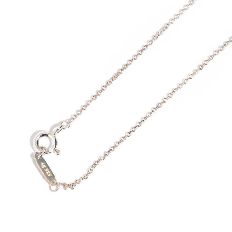 Tiffany Co Sterling Silver Blue Heart Tag Pendant and Fine Chain