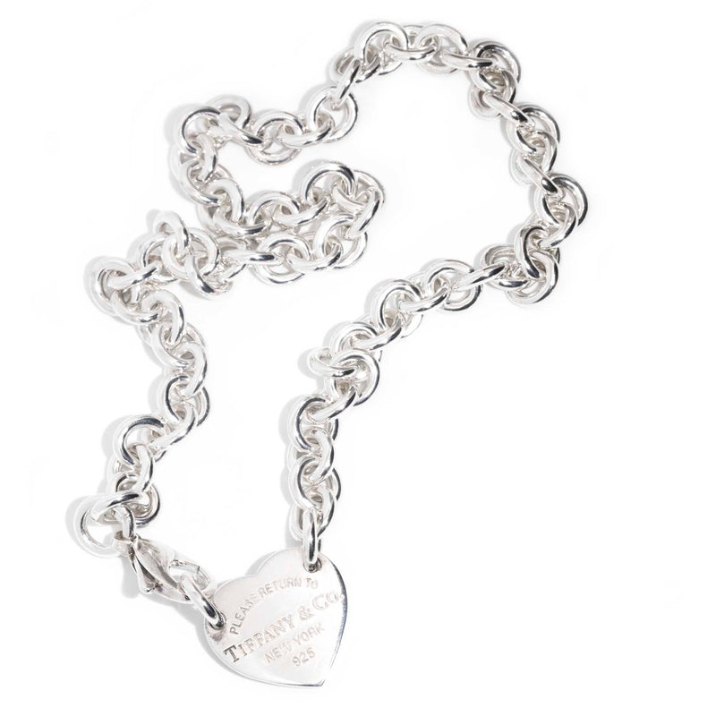 Tiffany Sterling Silver Chain Link Necklace & Heart Pendant Pendants/Necklaces Imperial Jewellery 