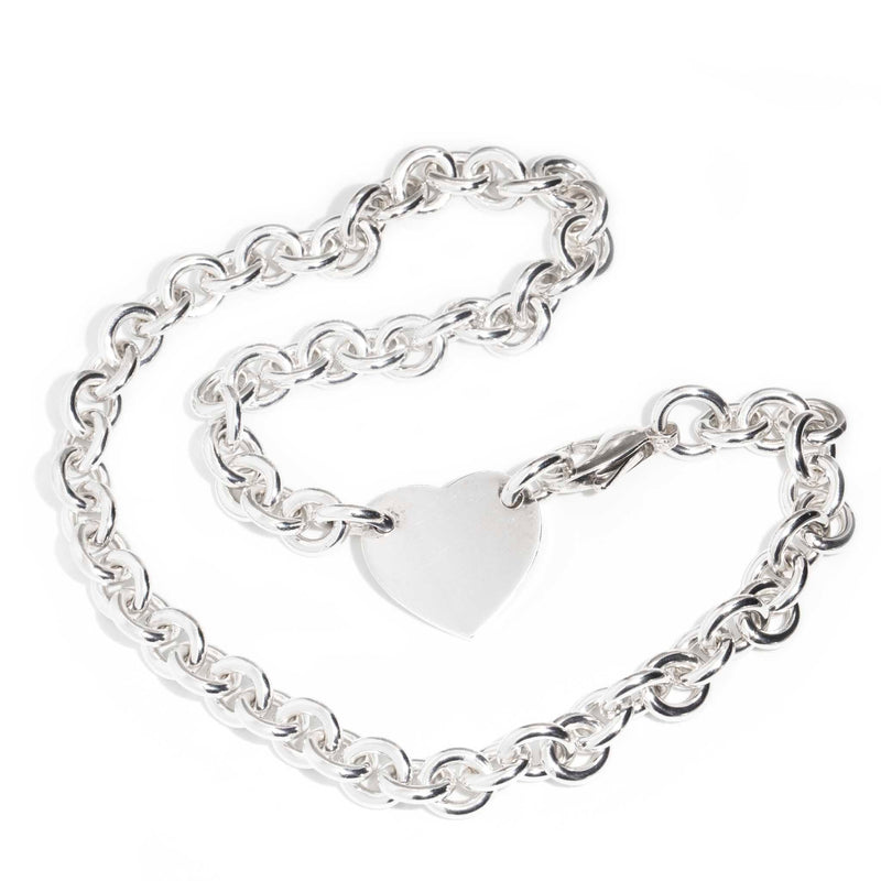 Tiffany Sterling Silver Chain Link Necklace & Heart Pendant Pendants/Necklaces Imperial Jewellery 