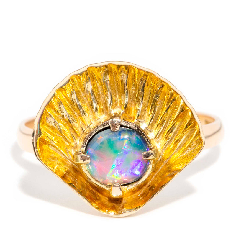 Trudy 1970s Solid Opal Shell Ring 14ct Gold Rings Imperial Jewellery Imperial Jewellery - Hamilton 