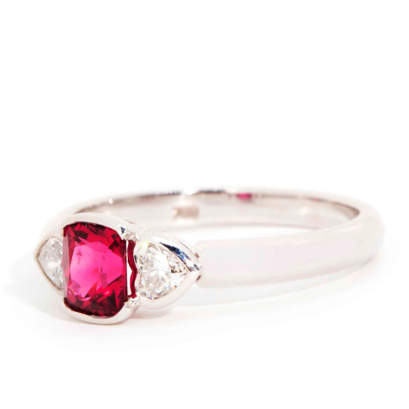 Valery 18ct Gold Red Spinel & Diamond Vintage Hearts Ring* Gemmo $ Rings Imperial Jewellery 
