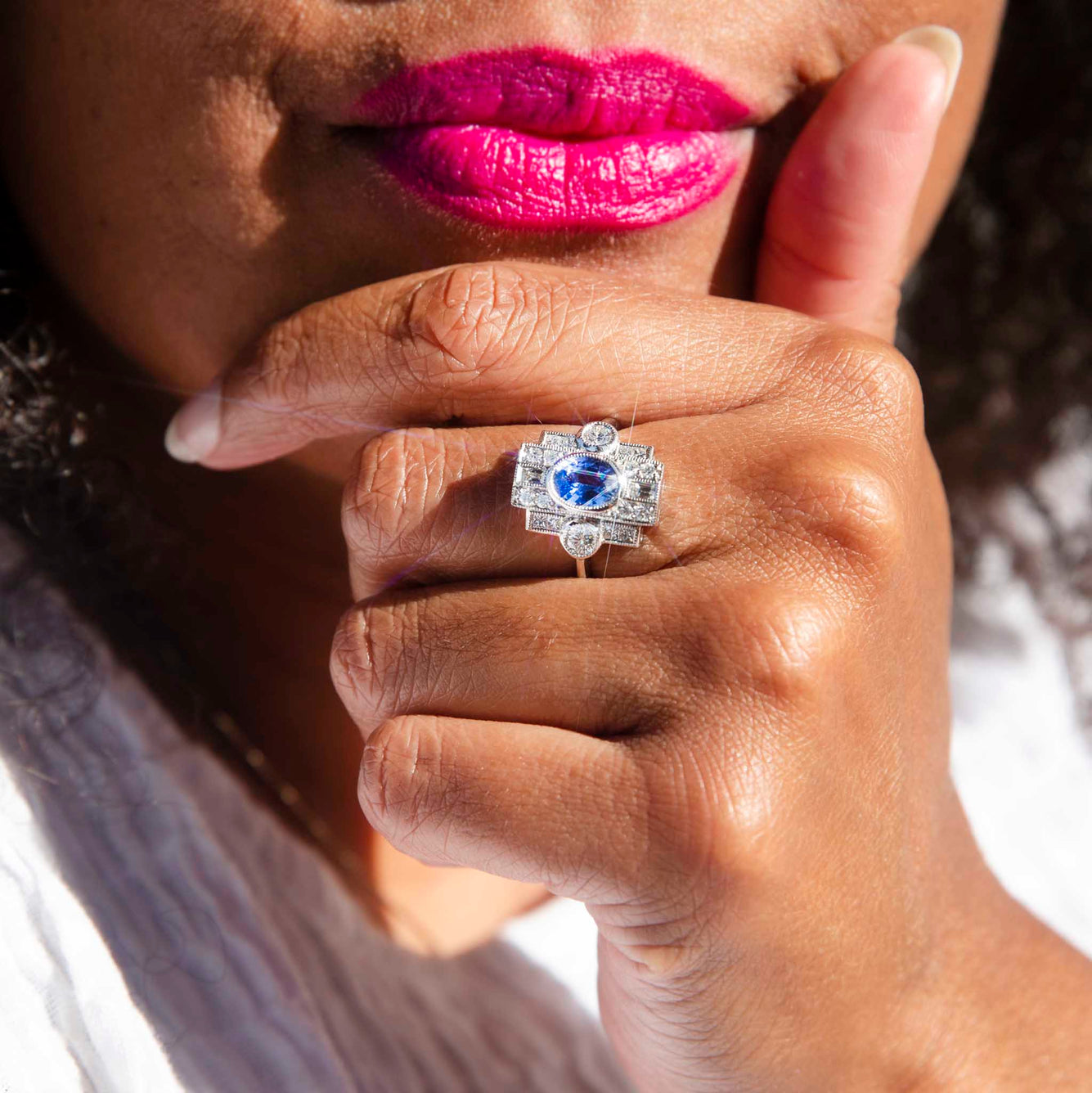 Vanessa Ceylon Sapphire Diamond Platinum Ring Rings Imperial Jewellery 
