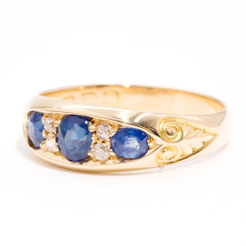 Venus 18 Carat Sapphire Diamond Vintage Band Rings Imperial Jewellery 