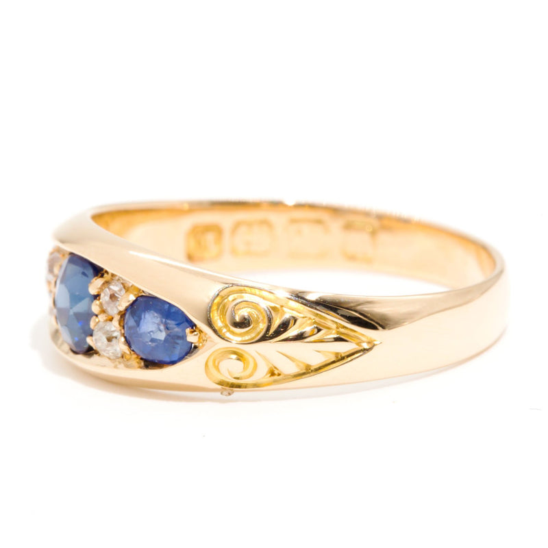 Venus 18 Carat Sapphire Diamond Vintage Band Rings Imperial Jewellery 