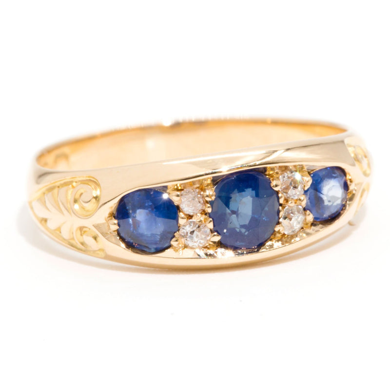 Venus 18 Carat Sapphire Diamond Vintage Band Rings Imperial Jewellery 