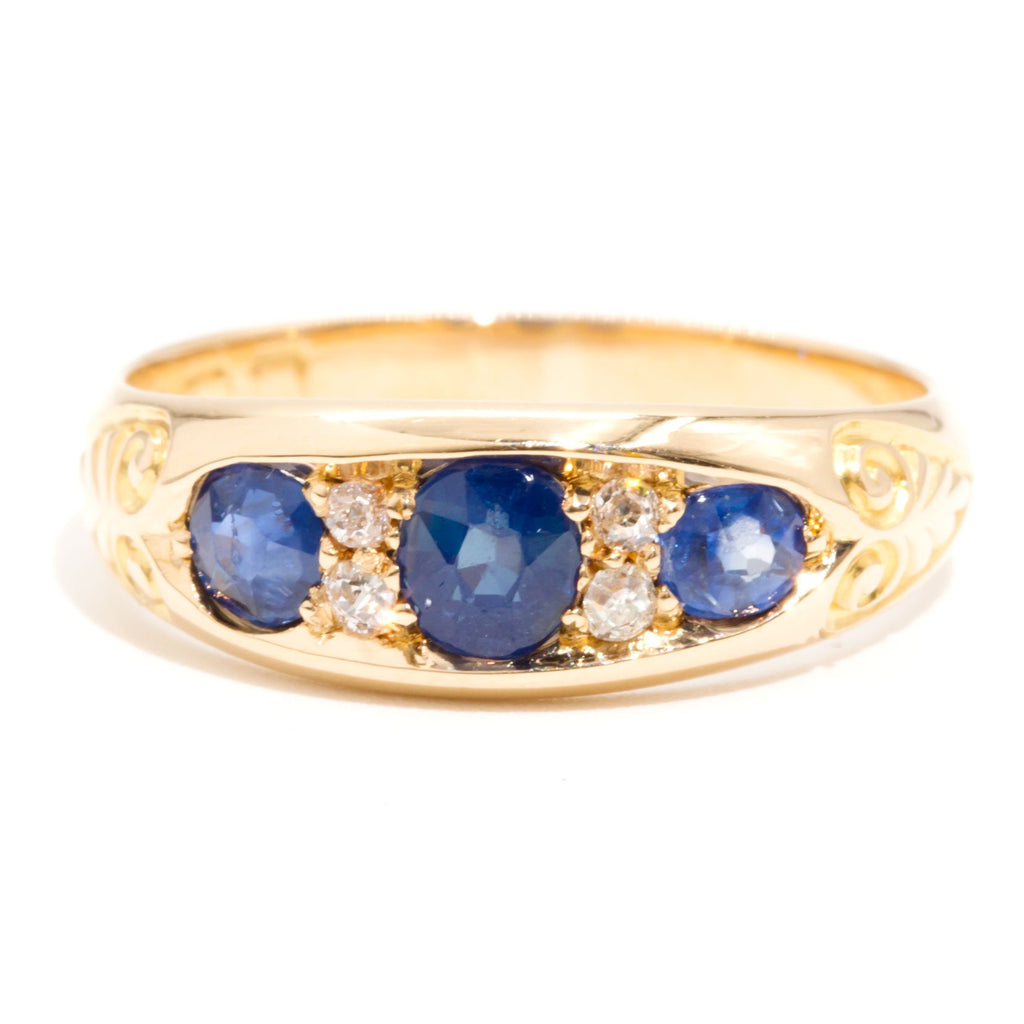 Sapphire and top diamond band ring