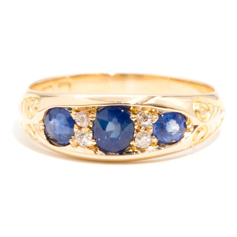 Venus 18 Carat Sapphire Diamond Vintage Band Rings Imperial Jewellery Imperial Jewellery - Hamilton 