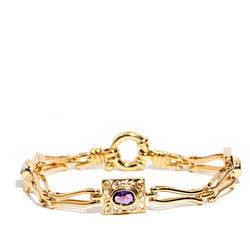 Verity Circa 1990s Amethyst 9ct Gold Gate Bracelet Bracelets/Bangles Imperial Jewellery Imperial Jewellery - Hamilton 