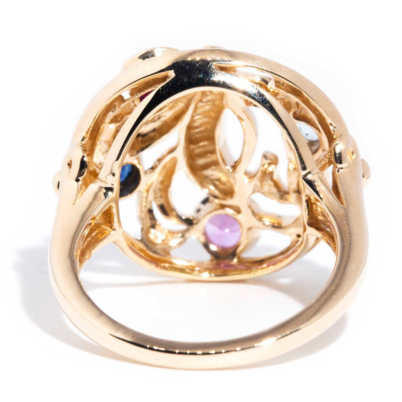 Victoria Natural Gemstone Contemporary Motif Ring in 14ct Gold Rings Imperial Jewellery 