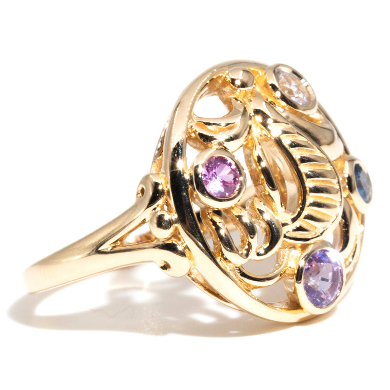 Victoria Natural Sapphire Contemporary Motif Ring in 14ct Gold Rings Imperial Jewellery 
