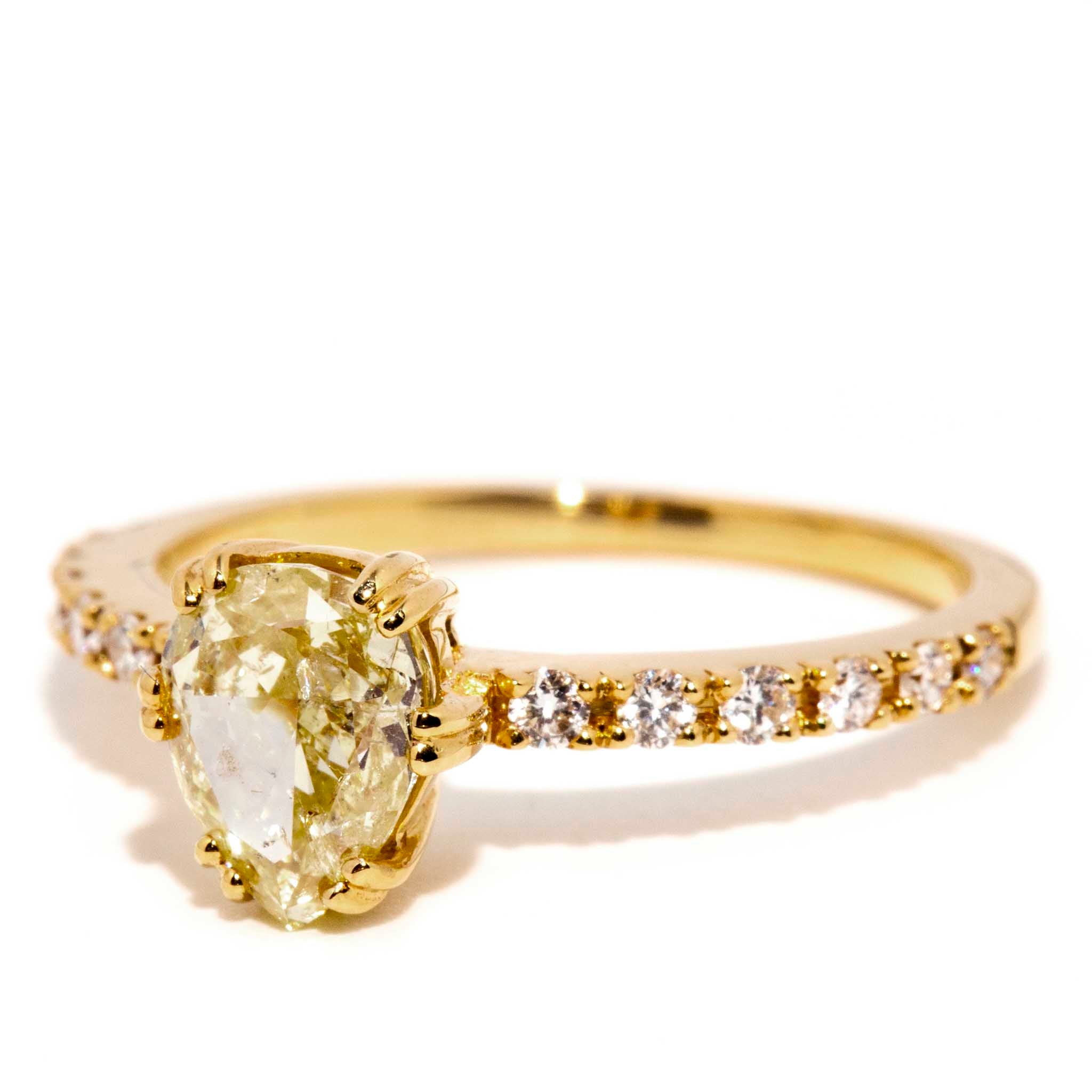 Vida Certified 1.15ct Fancy Yellow Pear Shaped Diamond Ring Rings Imperial Jewellery 